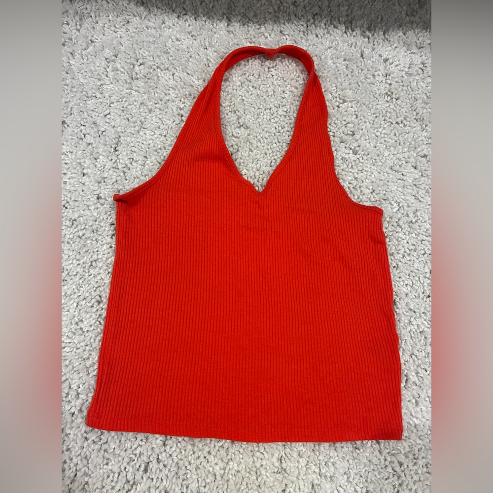 American Eagle Halter V Neck Ribbed Tank Top Womens Size Small